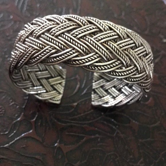 sterling silver Jewelry - Sterling  925 braided woven 6.75-7” cuff bracelet